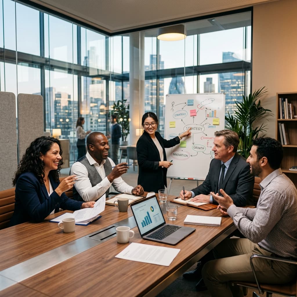 Business team collaborating in a modern office